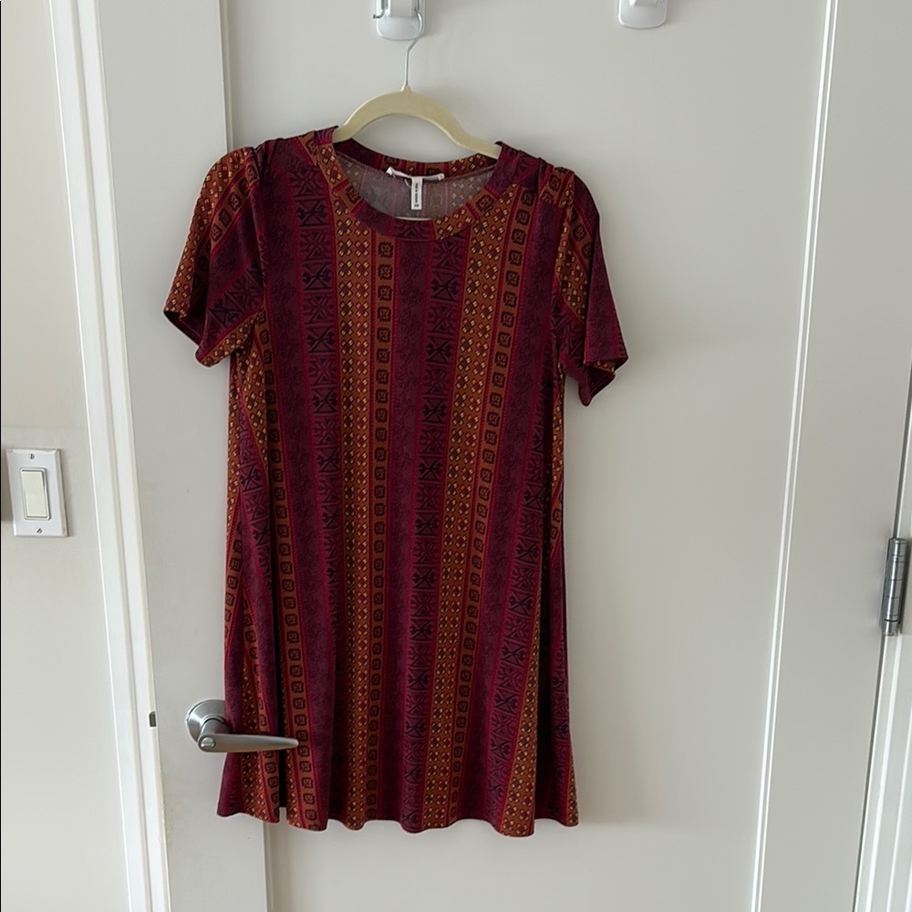 BCBGeneration Red and Brown Patterned Dress